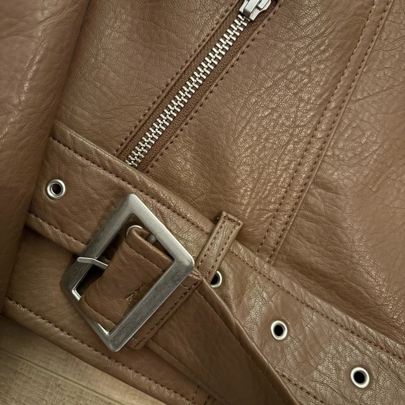 Old Navy Brown Moto Faux Leather Belted Jacket - Picture 5 of 6